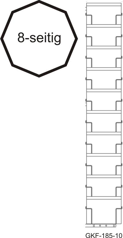 Bodenständer, Grundständer, 80 Fächer 185 mm, 8-seitig, 1-reihig, schwarz eloxiert